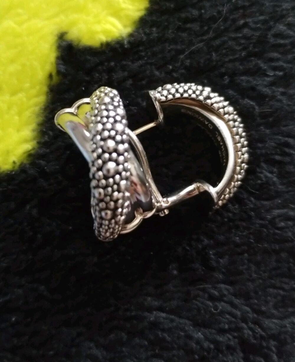 Michael Dawkins NEW 925 Sterling Silver Starry Night Pierced Huggie Earrings